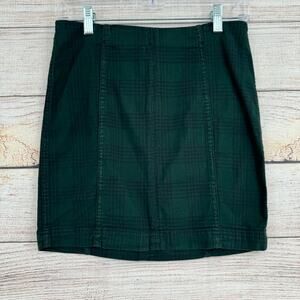 Free People Plaid Modern Femme Mini Skirt Women's Size‎ 6 Green